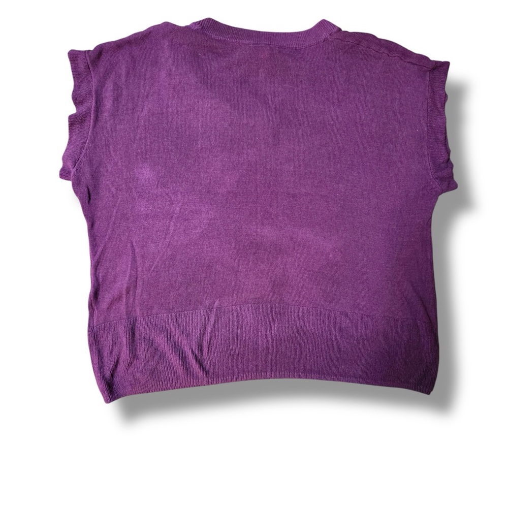 Vince Camuto Women’s Drop Shoulder Purple “winter bloom” V-Neck Sweater size: XS - Picture 2 of 5